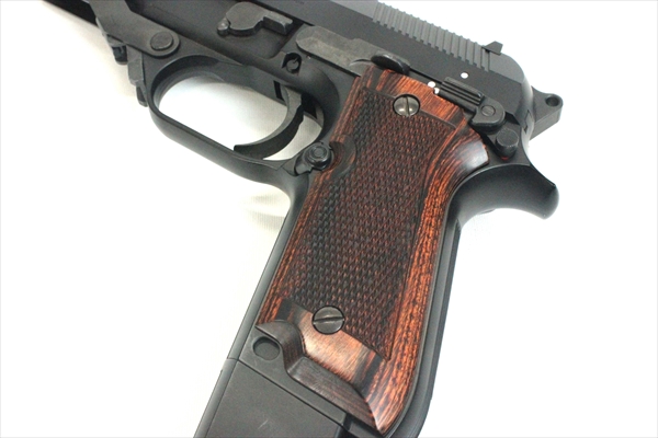 Wood Grip MARUI M93R (Checkered / Brown)