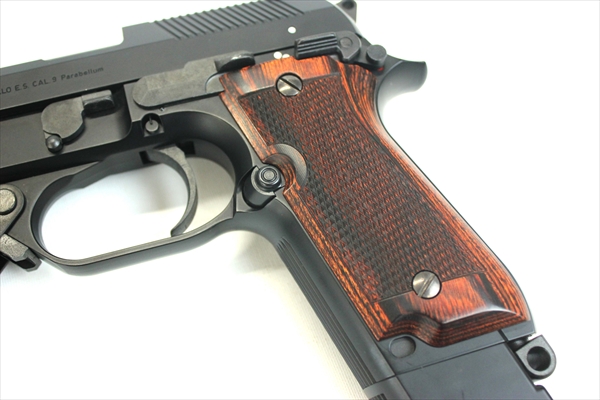 Wood Grip MARUI M93R (Checkered / Brown)