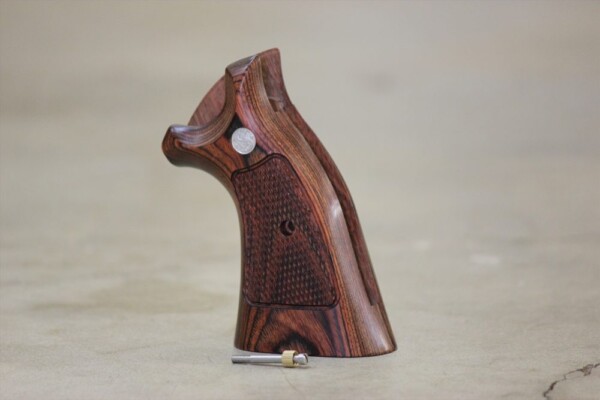 Wood Grip | Tanaka Works S&W M19 (K frame square bat) | Checker/Brown