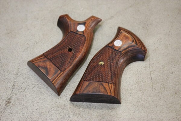 Wood Grip | Tanaka Works S&W M19 (K frame square bat) | Checker/Brown