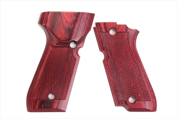 Wood Grip KSC M93R(Checker / Red)