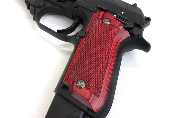 Wood Grip KSC M93R(Checker / Red)