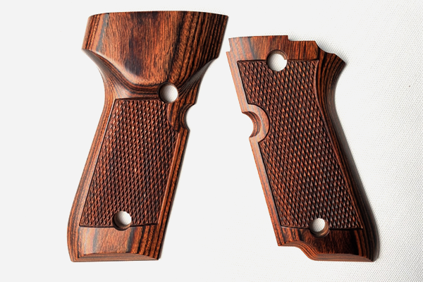 Wood Grip MARUI M93R (Checkered / Brown)