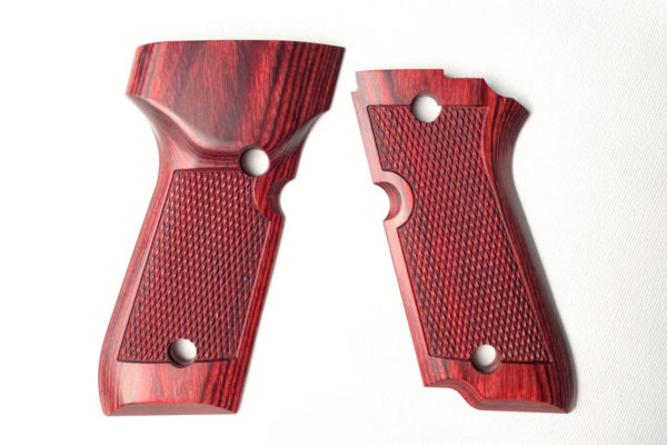 Wood Grip MARUI M93R (Checker / Red)