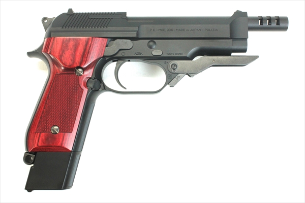 Wood Grip MARUI M93R (Checker / Red)