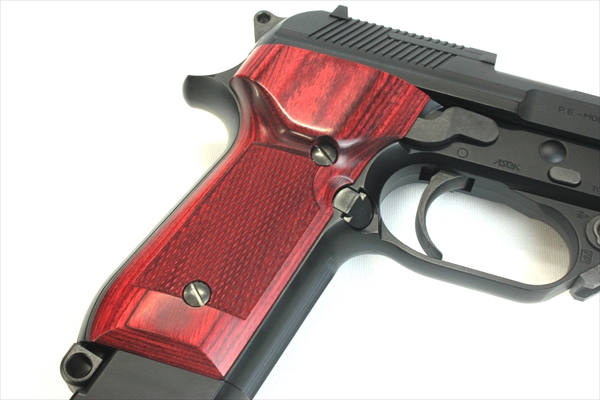 Wood Grip MARUI M93R (Checker / Red)