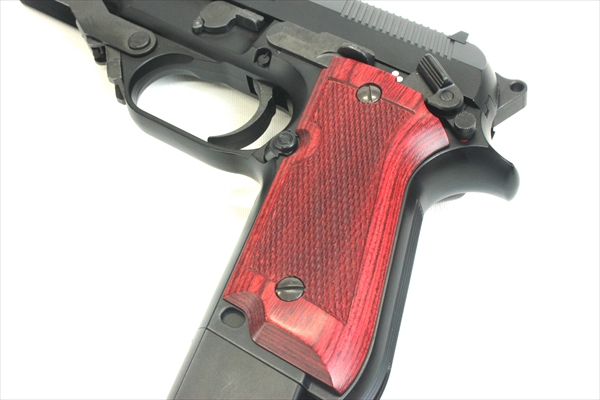 Wood Grip MARUI M93R (Checker / Red)