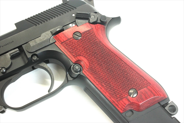 Wood Grip MARUI M93R (Checker / Red)