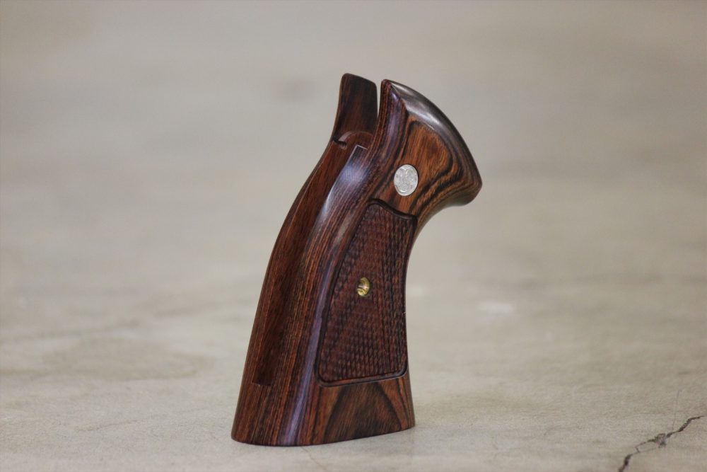 Wood Grip | Tanaka Works S&W M19 (K frame square bat) | Checker/Brown